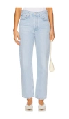 Agolde Mia Mid-rise Distressed Straight-leg Jeans In Blue
