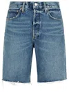 Agolde Blue Five-pocket Shorts With Button Closure In Denim Woman In Blue
