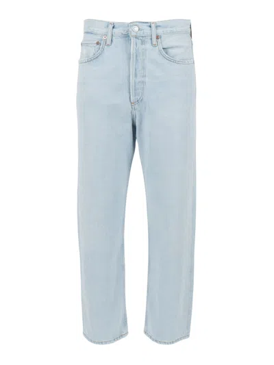 Agolde 90s Crop Mid Rise Loose Str In Blue