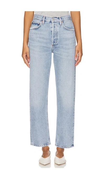 Agolde Crossed Denim Wide Leg Pants In Denim Light Blue