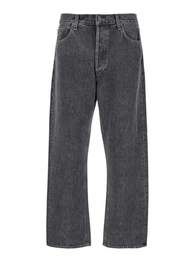 Agolde Loose Fit Straight Leg Denim Pants For Men In Black