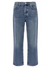 Agolde Relaxed Fit Faded Denim Trousers With Pockets In Blue