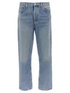 Agolde Blue Five-pocket Jeans With Lightened Effect In Regenerative Cotton Man In Blue