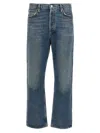 Agolde Blue Five-pocket Jeans With Lightened Effect In Regenerative Cotton Man In Blue