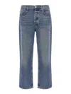 Agolde Relaxed Fit Faded Denim Trousers With Pockets In Blue