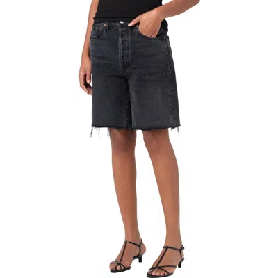 Agolde '90s Long Cutoff Denim Shorts In Brown