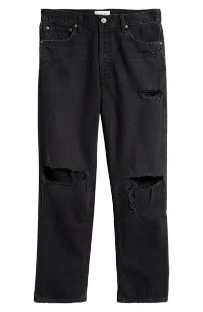 Agolde '90s Mid Rise Ripped Straight Leg Jeans In Break