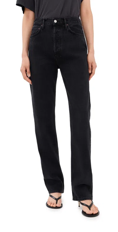 Agolde 90s Pinch Waist Straight-leg Denim Jeans In Black