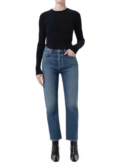 Agolde 90s Pinch Waist Crop Jeans In Overcast In Grey