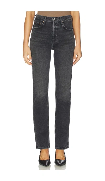 Agolde 90s Pinch Waist High Rise Long Straight Jeans In Multi