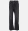 Agolde 90s Pinch Waist Straight-leg High-rise Organic-cotton Denim Jeans In Black