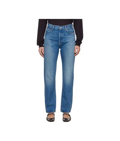 Agolde 90s Pinch Waist High Rise Straight Jeans In Blue