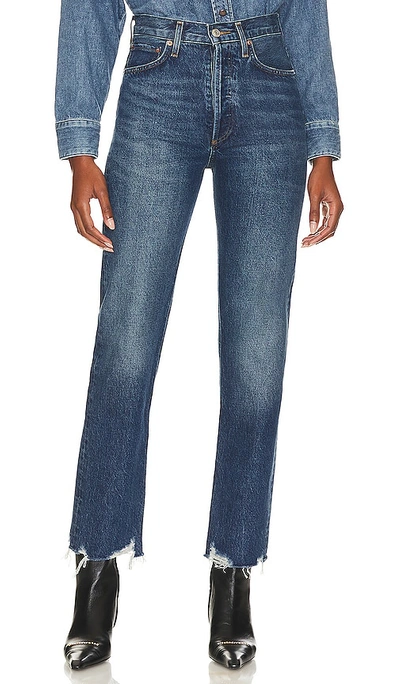 Agolde Womens Fix (ind Vint Dk) Harper Straight-leg Mid-rise Denim Jeans In Blue