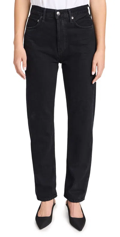 Agolde Black 90s Pinch Waist High Rise Straight Jeans In Paradox