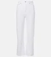 Agolde Riley Crop High Rise Stretch Jeans In Sour Cream In White