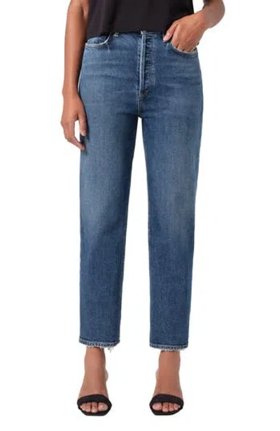 Agolde Womens Fix (ind Vint Dk) Harper Straight-leg Mid-rise Denim Jeans In Blue