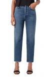 Agolde Valen Straight Leg Jeans With Faded Wash In Solace