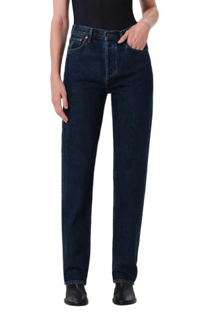 Agolde Harper Mid Rise Relaxed Straight Jeans In Reissue In Blue