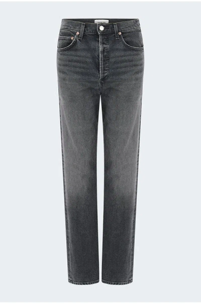 Agolde 90s Pinch Waist Long In Radius In Black