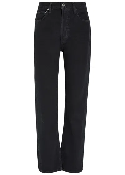 Agolde 90s Pinch Waist Straight-leg Denim Jeans In Black