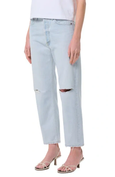 Agolde '90s Ripped Mid Rise Crop Relaxed Straight Leg Jeans