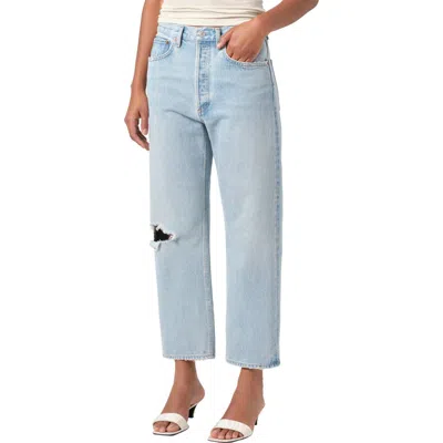 AGOLDE AGOLDE '90S RIPPED MID RISE CROP RELAXED STRAIGHT LEG JEANS
