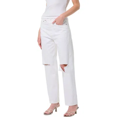 Agolde '90s Ripped Mid Rise Relaxed Straight Leg Jeans In Cloudburst