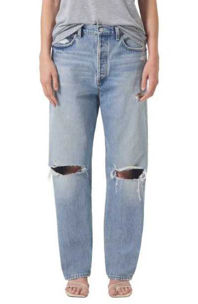 AGOLDE AGOLDE '90S RIPPED MID RISE STRAIGHT LEG JEANS