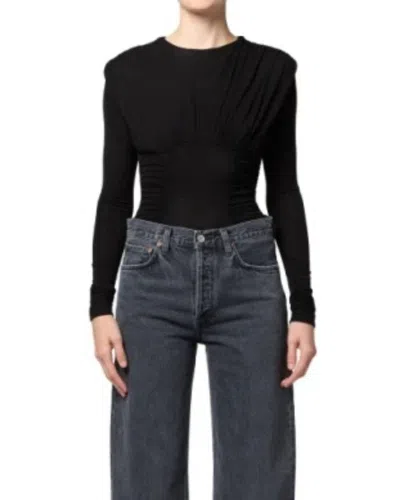 Agolde Abbi Long Sleeve Bodysuit In Black