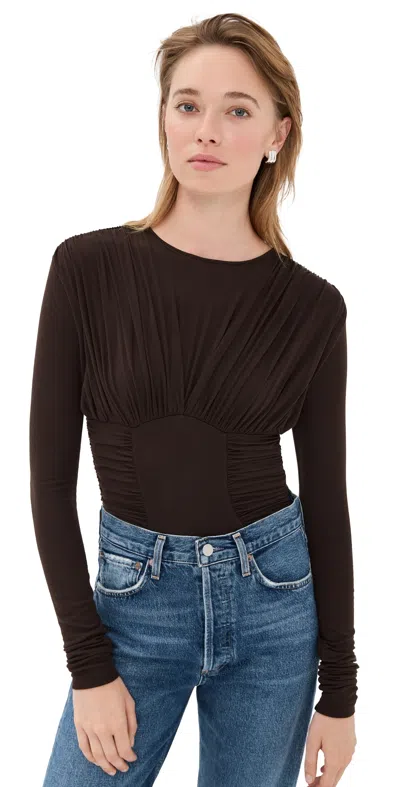 Agolde Abbi Thong Bodysuit Root In Brown