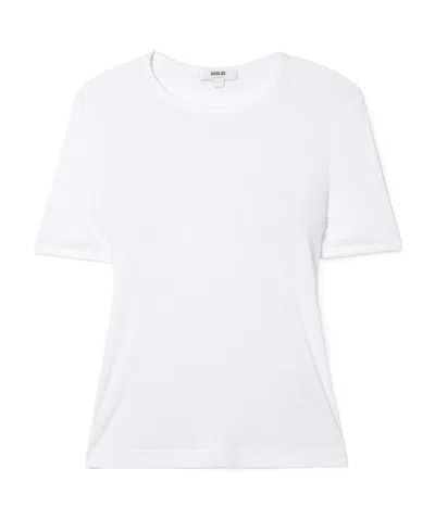 Agolde Abbie Ribbed Stretch Plain Fabric T-shirt In White