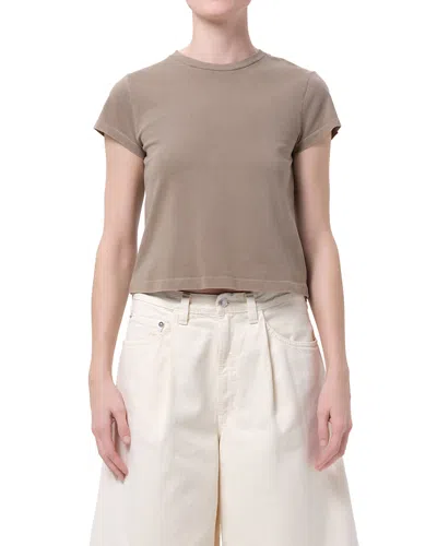 Agolde Adine Cotton Shrunken Tee In Brown