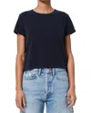 Agolde Adine Cotton Shrunken Tee In Gray