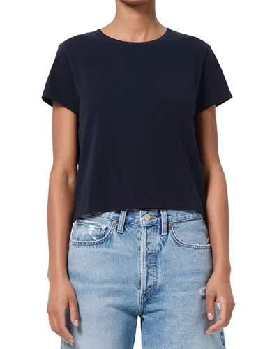 Agolde Adine Cotton Shrunken Tee In Gray