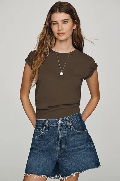 Agolde Adine Crop Tee In Brown