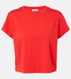 Agolde Adine Cropped Organic Cotton-jersey T-shirt In Red