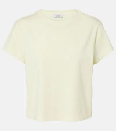 Agolde Adine Cropped Cotton Jersey T-shirt In Yellow