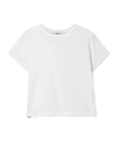 Agolde Adine Cropped Organic Cotton-jersey T-shirt In White