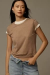 Agolde Adine Cropped Tee In Beige