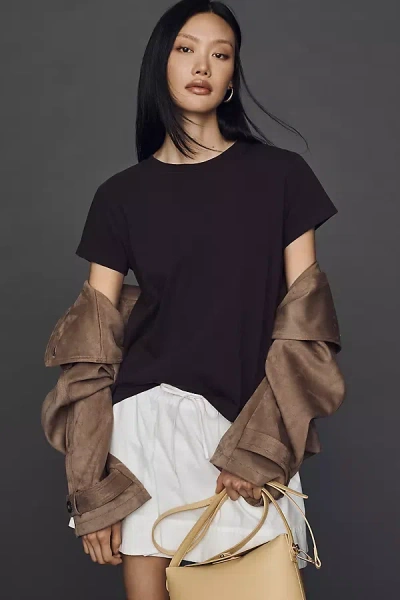 Agolde Adine Longline Organic Cotton T-shirt Top In Purple