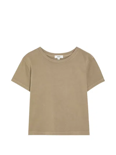 Agolde Adine Ribbed-trim T-shirt In Brown