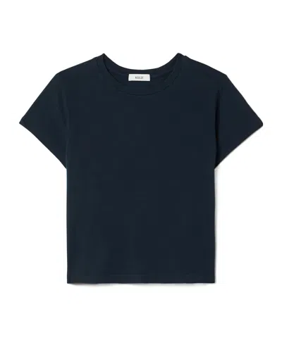 Agolde Adine Cropped Organic Cotton-jersey T-shirt In Blue