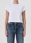 Agolde Adine Shrunken Crewneck Tee In White In White
