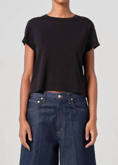Agolde Adine Shrunken Tee In Black