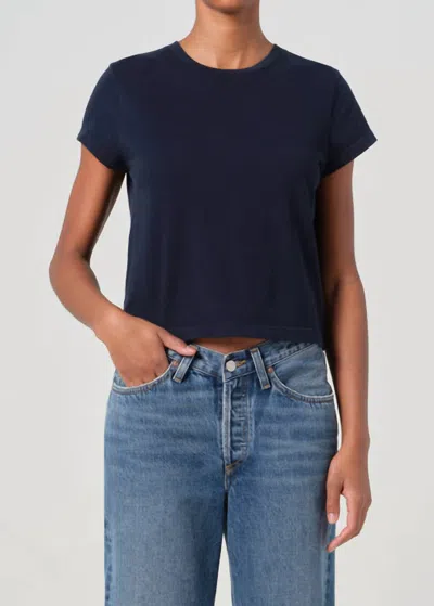 Agolde Adine Shrunken Tee In Storm In Blue