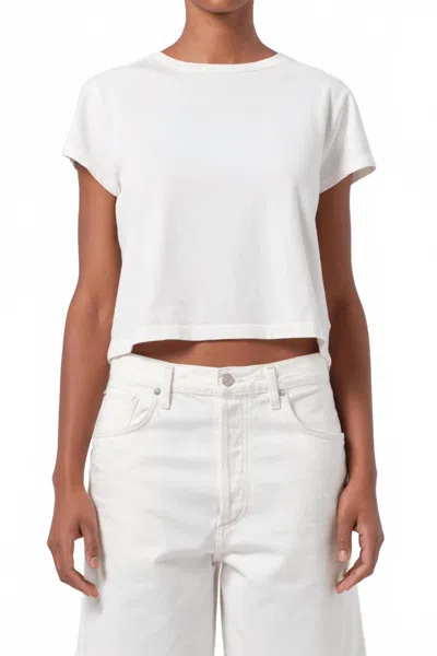 Agolde Adine Shrunken Tee In White Ash In Multi