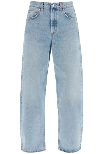 Agolde Blue Jeans With Wide Leg And Logo Patch On The Rear In Multicolor