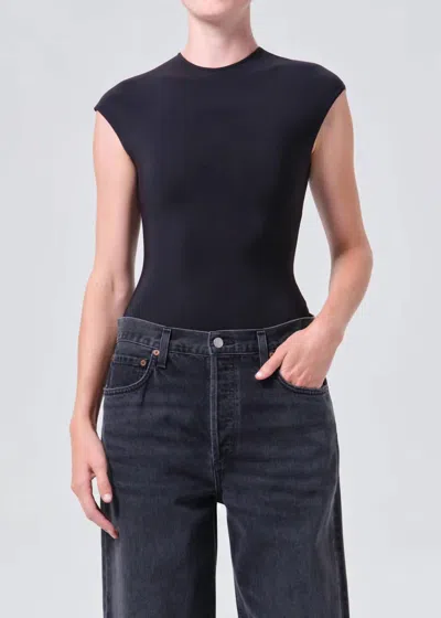 Agolde Agata Bodysuit In Black In Blue