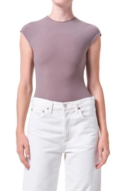 Agolde Agata Cap Sleeve Bodysuit In Purple