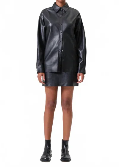 Agolde Agda Mini Skirt In Leather In Black